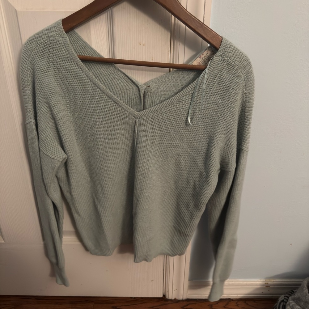 Hippie Rose Soft Blue V-Neck Sweater